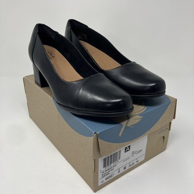 #ad Clarks Unstructured Un Damson Step Black Leather Pumps Heels Women’s 6 M $22.99