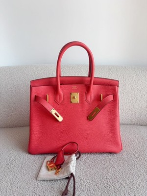 Hermes Birkin30 Rose Jaipur Togo Leather Gold Hardware A Stamp