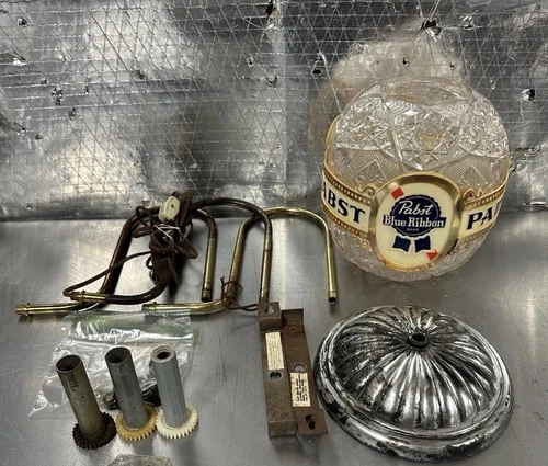 Vintage Pabst Blue Ribbon Beer Rotating Wall Sconce Parts Lot
