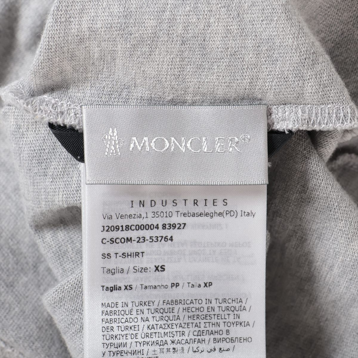 Moncler 23 years Cotton T-shirt XS Men's Gray J20918C00004