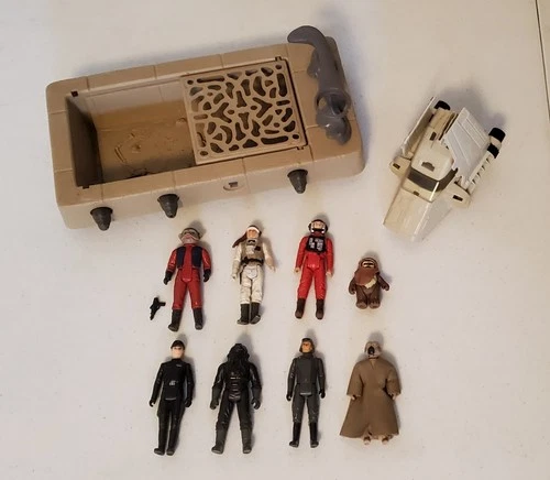 Star Wars Vintage 8 Figures & Playset Lot, Jabba Playset, Mini-Rig Shuttle AS-IS