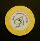 .50c CASINO CHIP "GREAT CANADIAN CASINOS" BRITISH COLUMBIA, CANADA  lightly used — photo 1