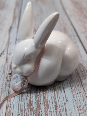Vintage Department 56 White Fine Bone China Rabbit With Butterfly
