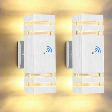 Dusk to Dawn Outdoor Wall Lights Modern Exterior Lighting Fixtures, 2 Pack Wh...