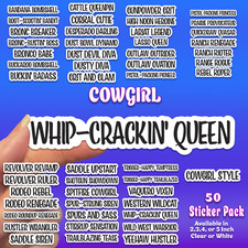 Cowgirl 50 Sticker Pack Decal for Tumbler, Laptop, Car