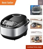 Elegant Black Rice Cooker with 11 Cooking Functions, Keep Warm & LED Display
