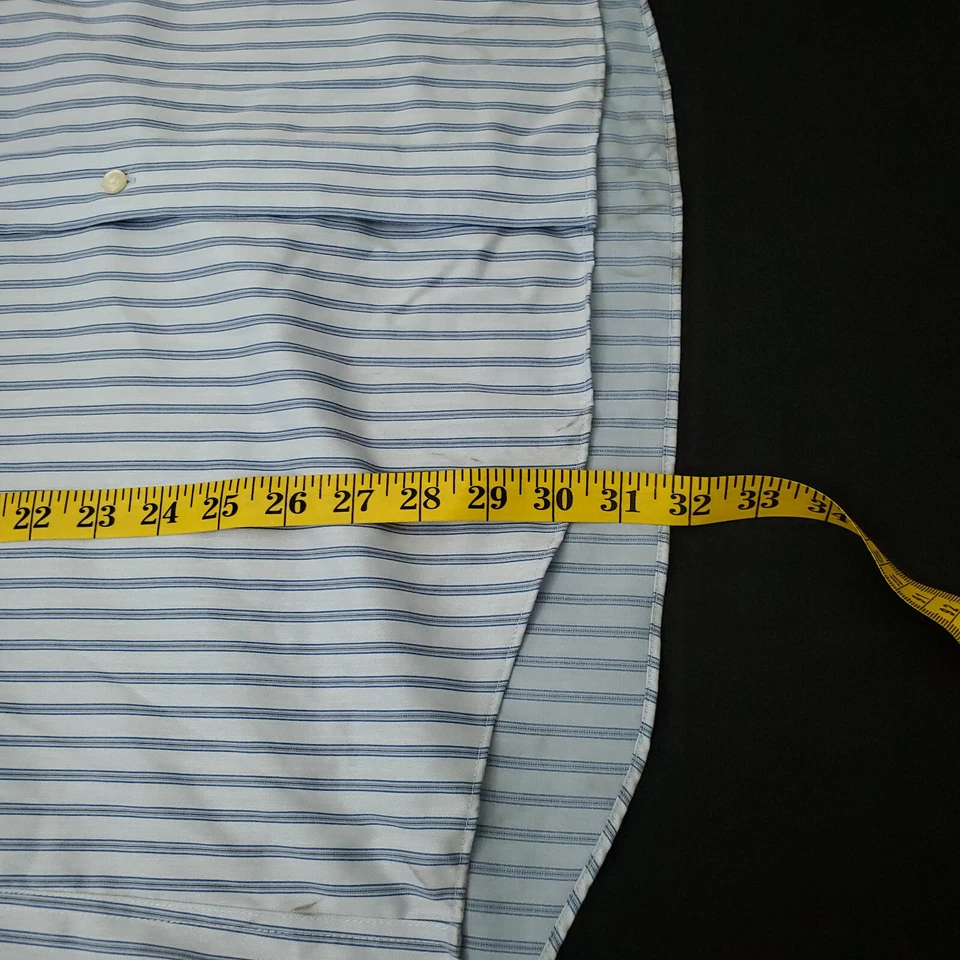 Camisa con botones Donald Trump Signature Collection para hombre 16 32/33 azul a rayas Foto 3 de 4