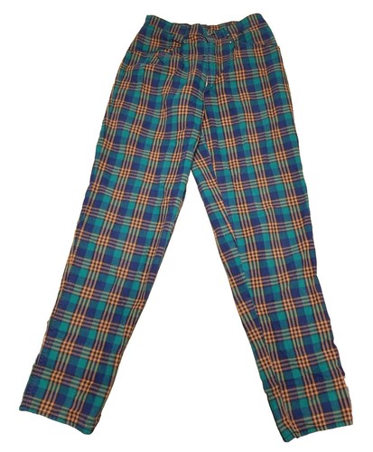 RARE Vtg 80s FIORUCCI Plaid Pants US 30-31 Punk Designer Italy Retro Grunge 70s - 第 1/19 張圖片