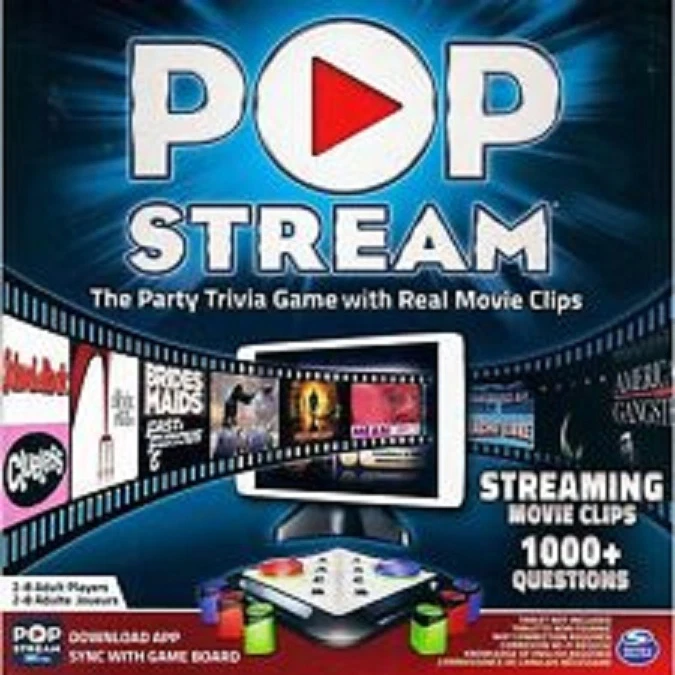 SpinMaster Pop Stream Party Trivia Game W/Real Movie Clips 1000.