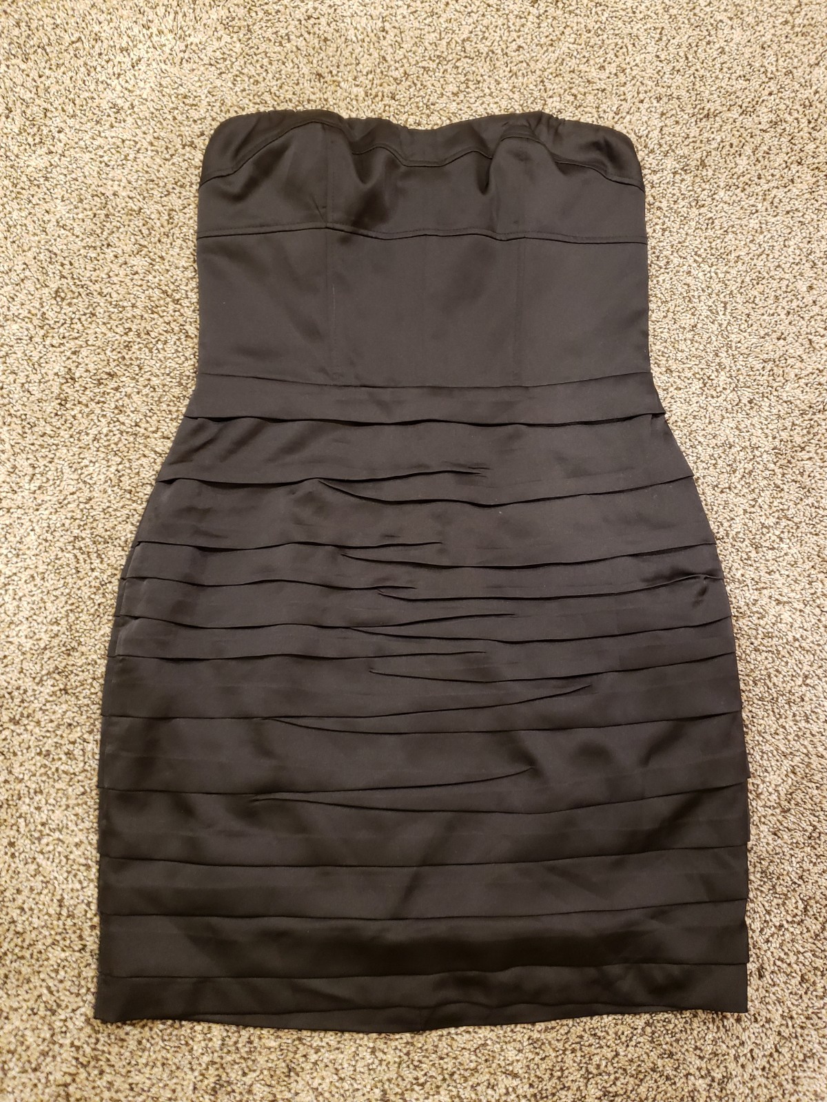 Womens Express Black Satin Mini Holiday Party New Years NYE Dress 4 ruched 