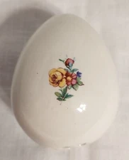 Vtg Ceramic Pomander Egg Potpourri Ball Fragrance Sachet Egg Yellow Rose (empty)