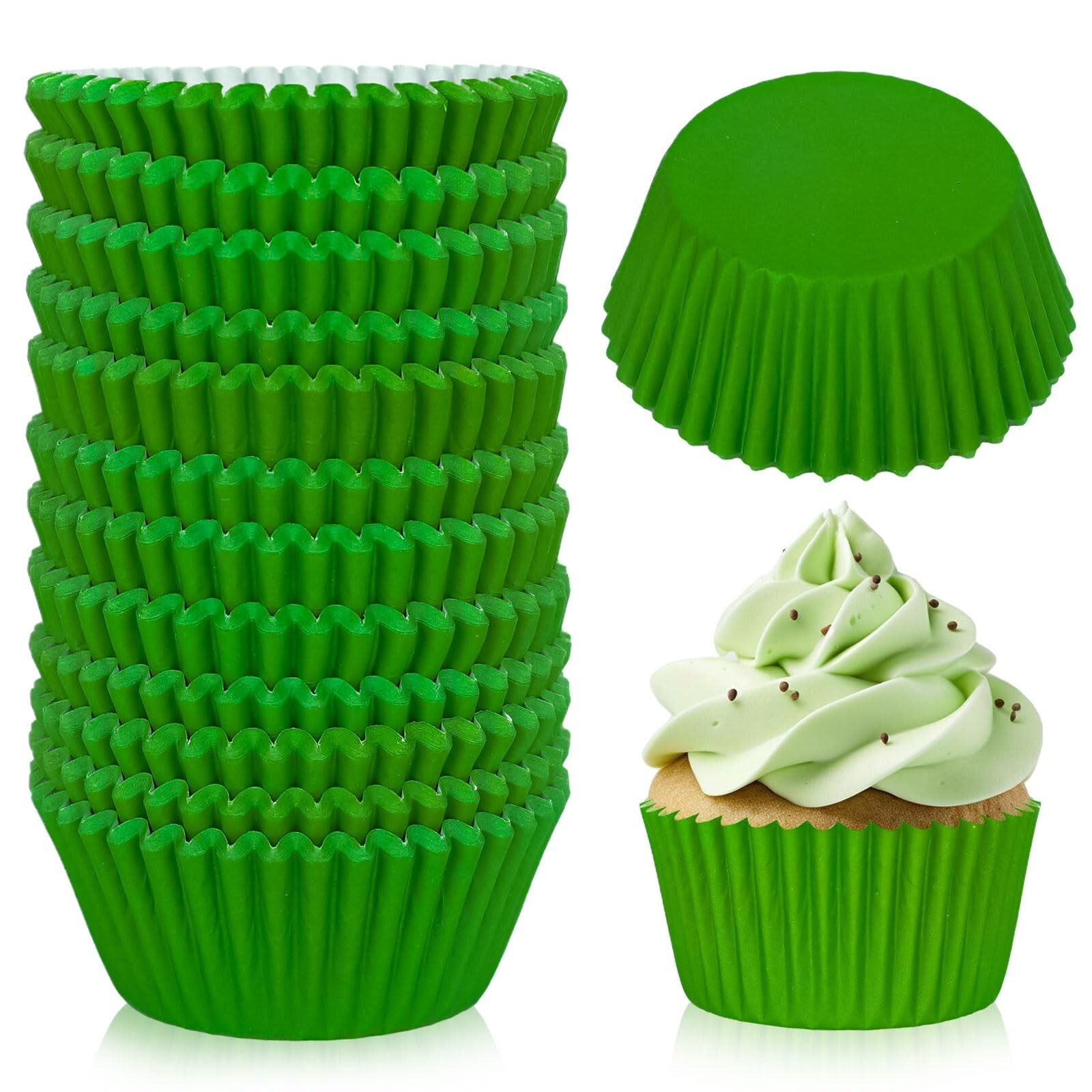 Whaline 300Pcs Green Cupcake Liners St. Patrick's Day Baking Cups Standard Mu...