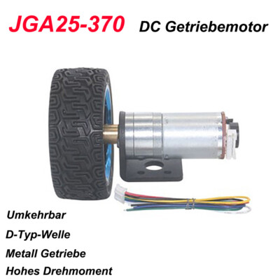 DC Getriebemotor 6V 12V 24V Mit Encoder 65mm Räder Bausätze 12-1360RPM JGA25-370