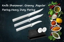 Rada 4 pc Set Knife Sharpener, Granny Paring, Regular Paring & Heavy Duty Knife