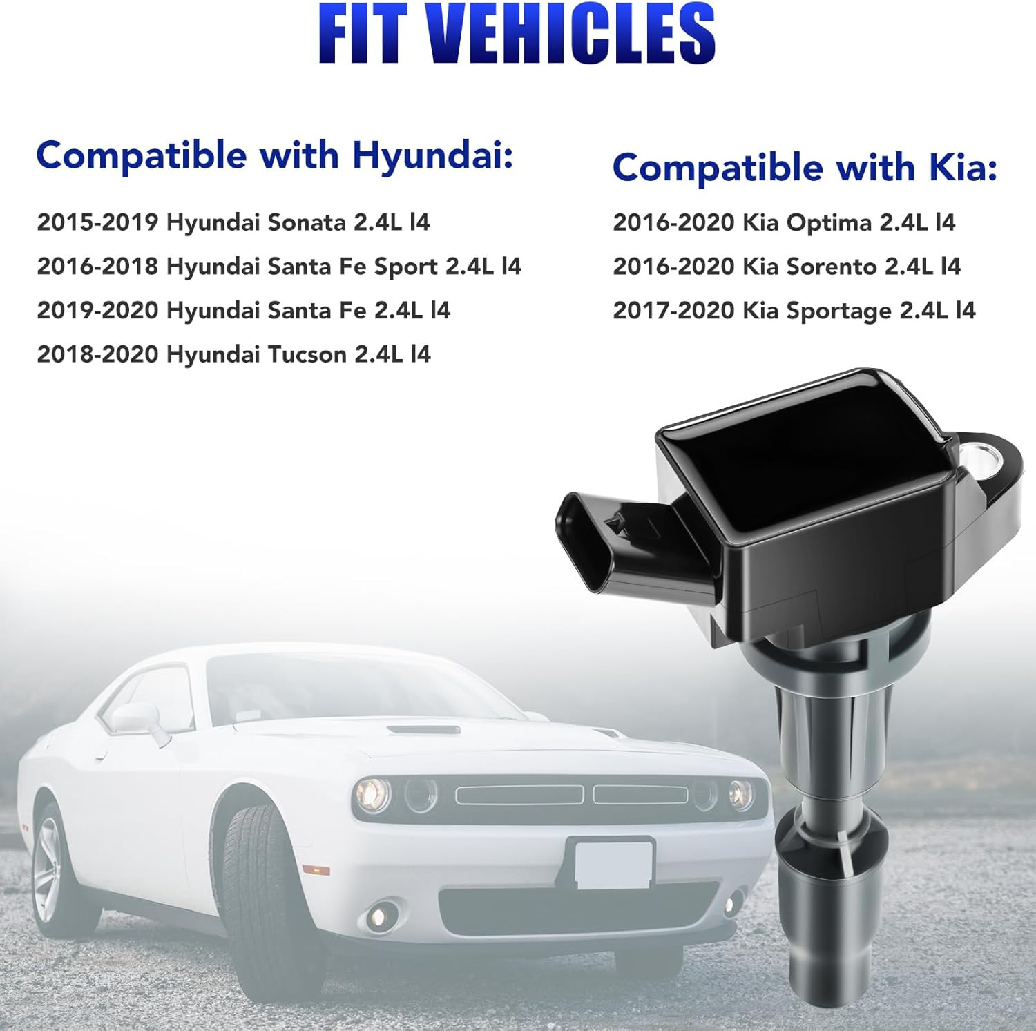 Set of 4 Ignition Coil Pack Spark Plugs for Hyundai Sonata Santa Fe Sport Tucson