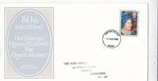 GB 1980 Queen Mother 80th Birthday FDC Derby cancel typed with encl. VGC