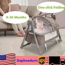 Electric Baby Crib Cradle Auto-Swing Infant Basket Sleeping Bed & Remote Control