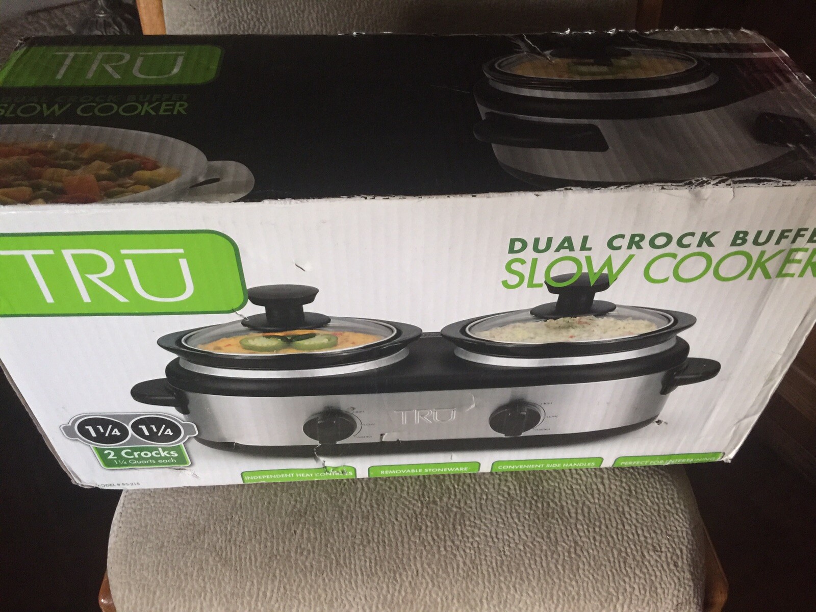 NIB Tru Dual Crock Buffet Slow Cooker.  BS-215