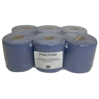 Blue CentreFeed Rolls 6,12,18,48 Paper Wipe Embossed Rolls 2 Ply Big Rolls