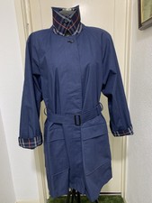 Women’s Burberry Vintage Blue Waterproof Raincoat Trench Coat Sz 14 Exc