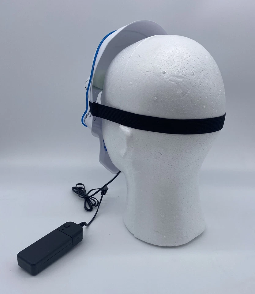 Halloween Light Up Skeleton Blue LED Mask Party RAVE EUC - Image 4 of 4