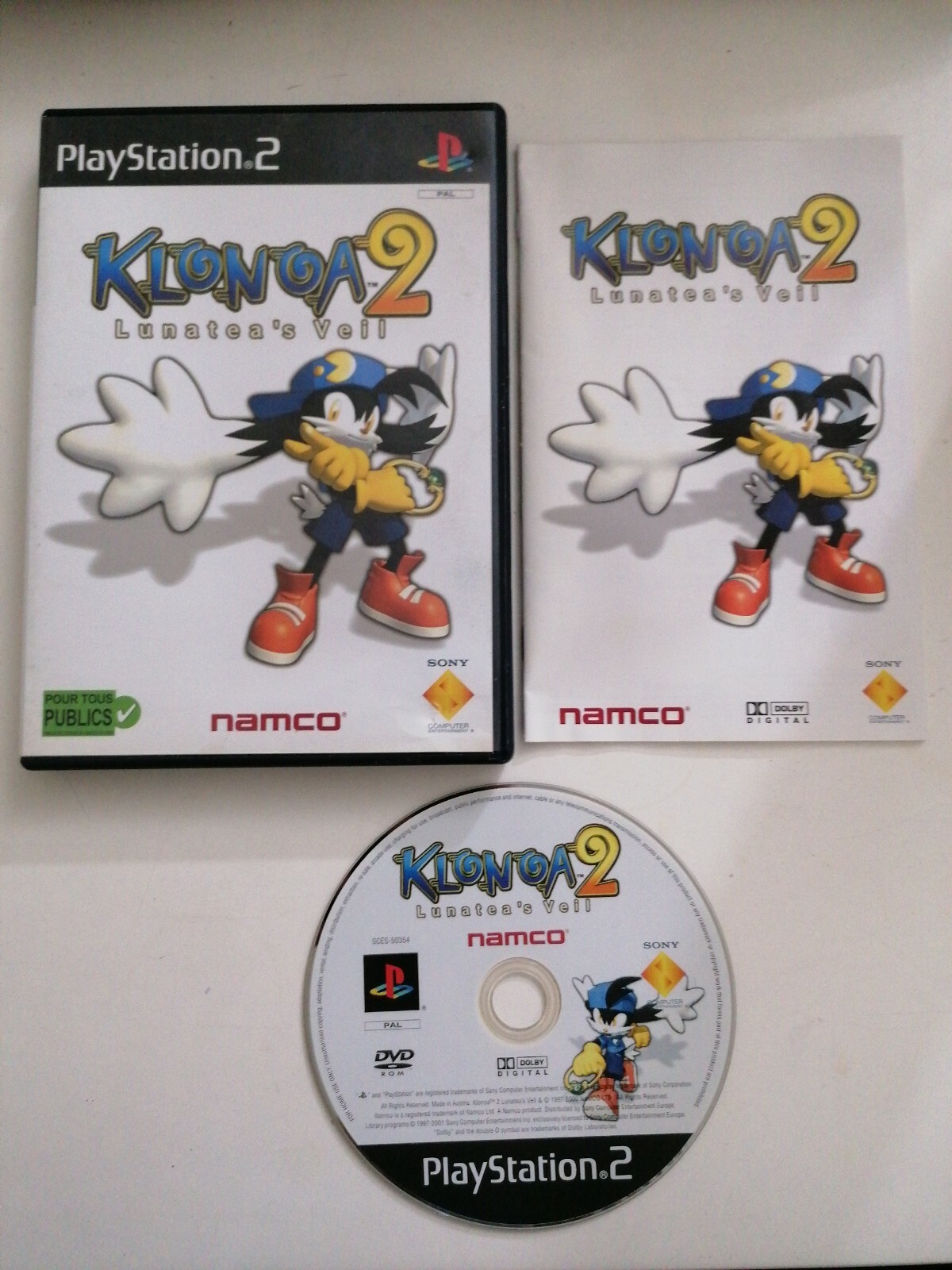 Jeu rare PS2 Klonoa 2 Lunatea's Veil Complet FR Excellent État 