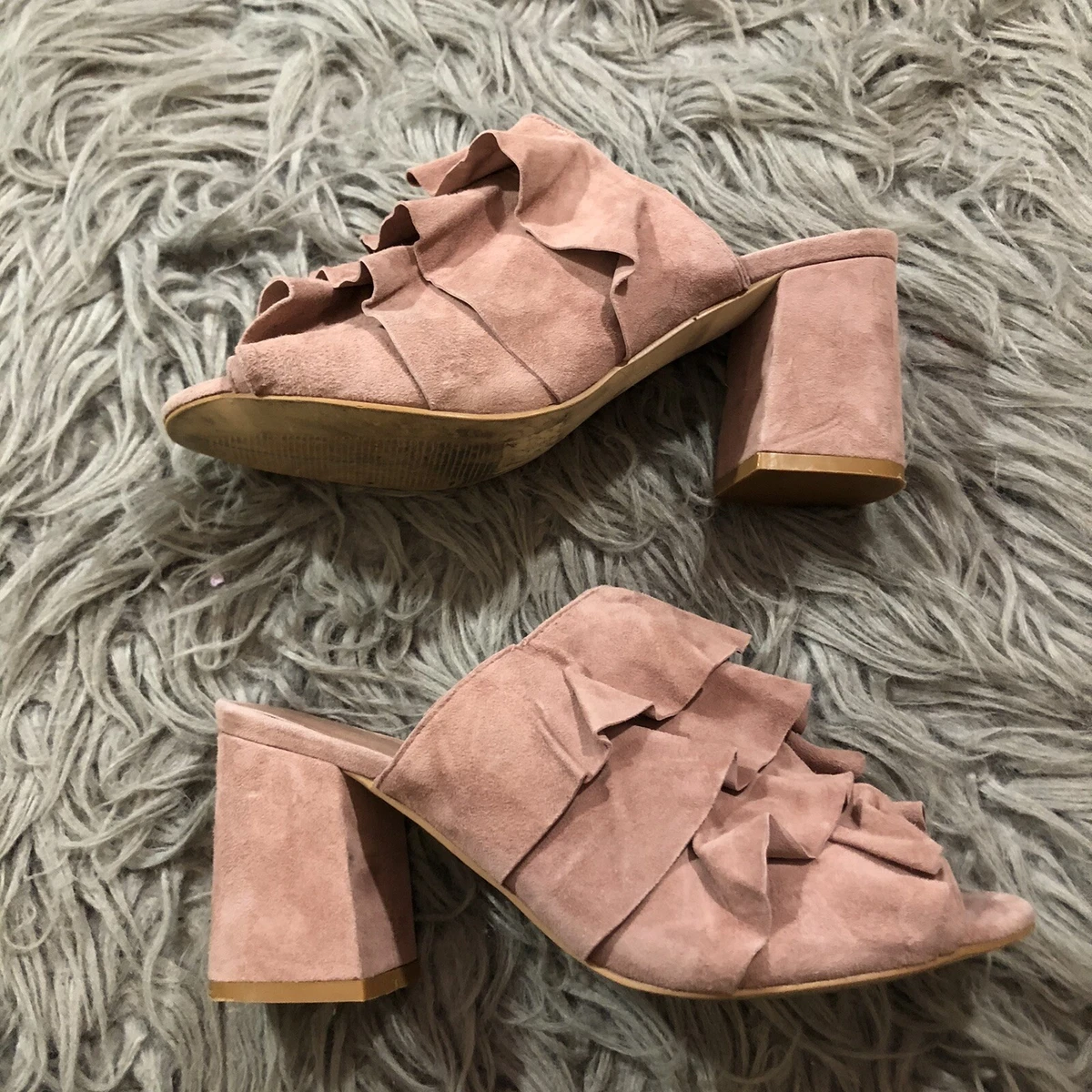 Blush suede mules clearance