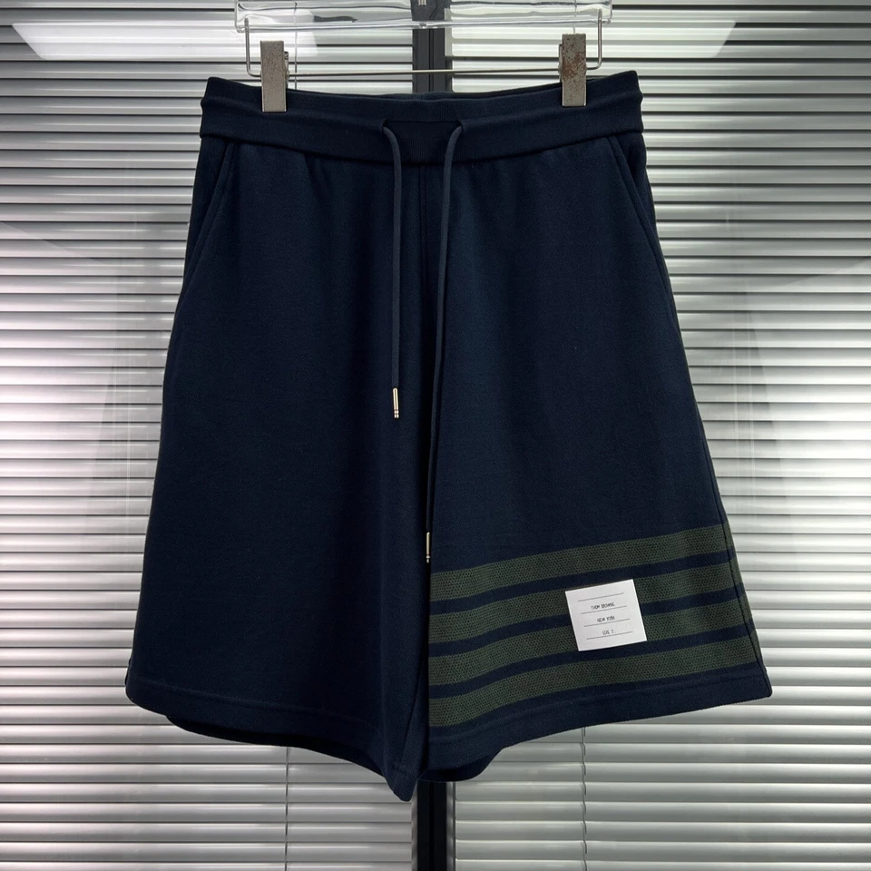 Pantalones Cortos Informales Thom Browne Hombres/Mujeres Verano Clásicos Nuevos a Rayas Foto 4 de 4