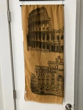 UNBRANDED Maize/Black Italian Pattern Theme Long VISCOSE scarf NWOT