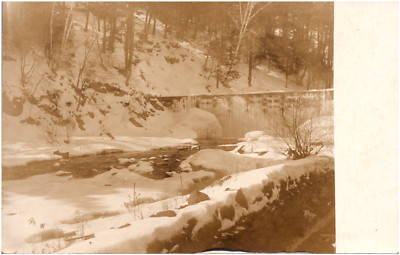 Bellamy River Dam After Snowfall Dover New Hampshire NH 1900s RPPC Postcard