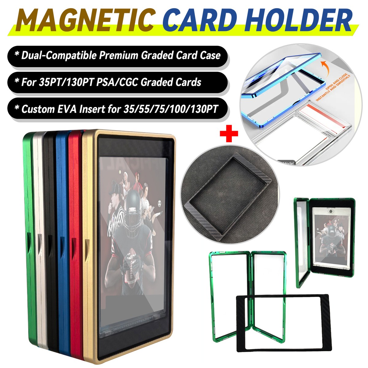 2in1 Premium Graded Card Case EVA Insert for PSA CGC Slabs Magnetic Card  Holder | eBay