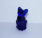 Fenton Cobalt Blue Mini Sitting Cat Kitten Figurine Undecorated