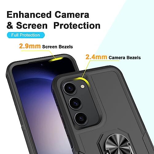 for Samsung Galaxy S23 Case with Tempered Glass Screen Protector,Heavy Black - Picture 4 of 8