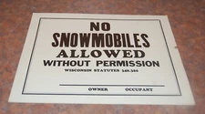 1970s No Snowmobiles Allowed Cardboard Sign NOS never been used