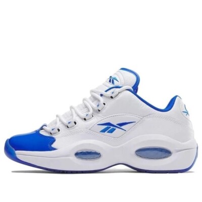 Men Reebok Question Low Basketball Shoes Size 1 1 White Cobalt Blue 100033891