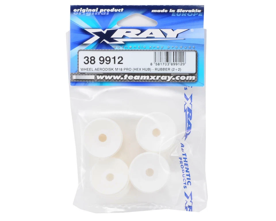 XRAY 9mm Hex M18 Pro Aerodisk Rubber Tire Wheel (4) (White) [XRA389912] - Image 2 of 2