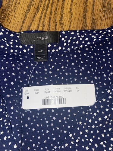 NEW! J. Crew Navy Peplum Star Print Blouse Size 4 TALL - Picture 6 of 8