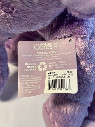 Dr. Seuss The Nose Book Purple Elephant Plush NWT Stuffed Animal - Picture 7 of 10