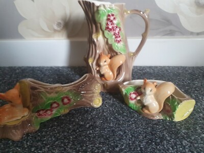 Vintage 60er Jahre Hornsea Fauna Royal Pottery 3 Stück (Eichhörnchen & Rehkitz)