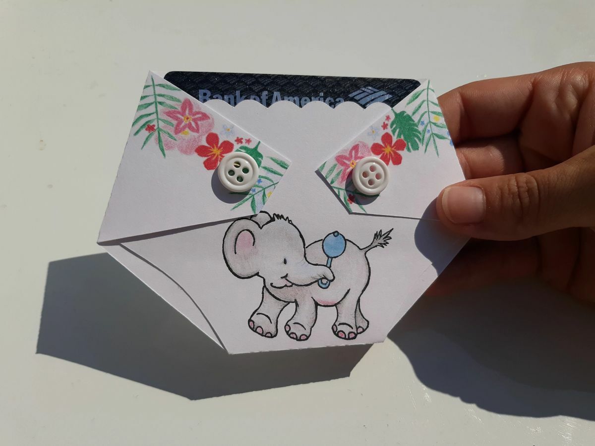 Shaped Gift Card Holder-jungle Elephant