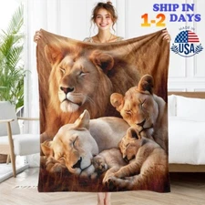 Lion Design Microplush Fleece Throw Blanket Lightweight Ultra Soft 50x60 60x80