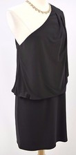 Jessica Howard Evening Dress Slinky Stretch Knit Jersey 1 one shoulder LBD SZ 10