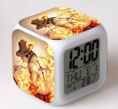 Manga One Piece Led Alarm Clock 7 Colors Changeable Thermometer Luffy Zoro Chopper