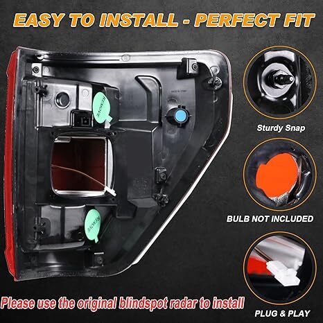 Left Driver Tail Light Lamp W/Blind Spot For Ford F150 F-150 XLT 2021 2022 2023 - Picture 9 of 14