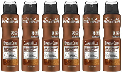 Loreal Men Expert Barber Club Deo Spray 48h Deodorant mit holzigem Duft 6x 150ml