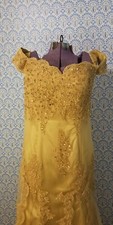 Gold Mermaid Evening Dresses Long Beaded Party Prom Pageant Formal Gowns Sequins