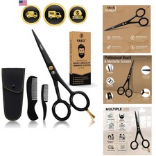 5 Professional Beard Mustache Scissors with 1 Beard Comb, 1 Mustache Comb an...