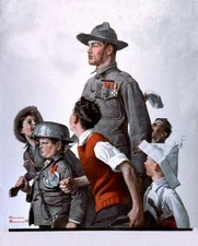 Soldier and Comrads by Norman Rockwell 16"X20" GLOSSY POSTER PRINT