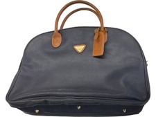Reisetasche Jump blau Leder mit braunen Griffen