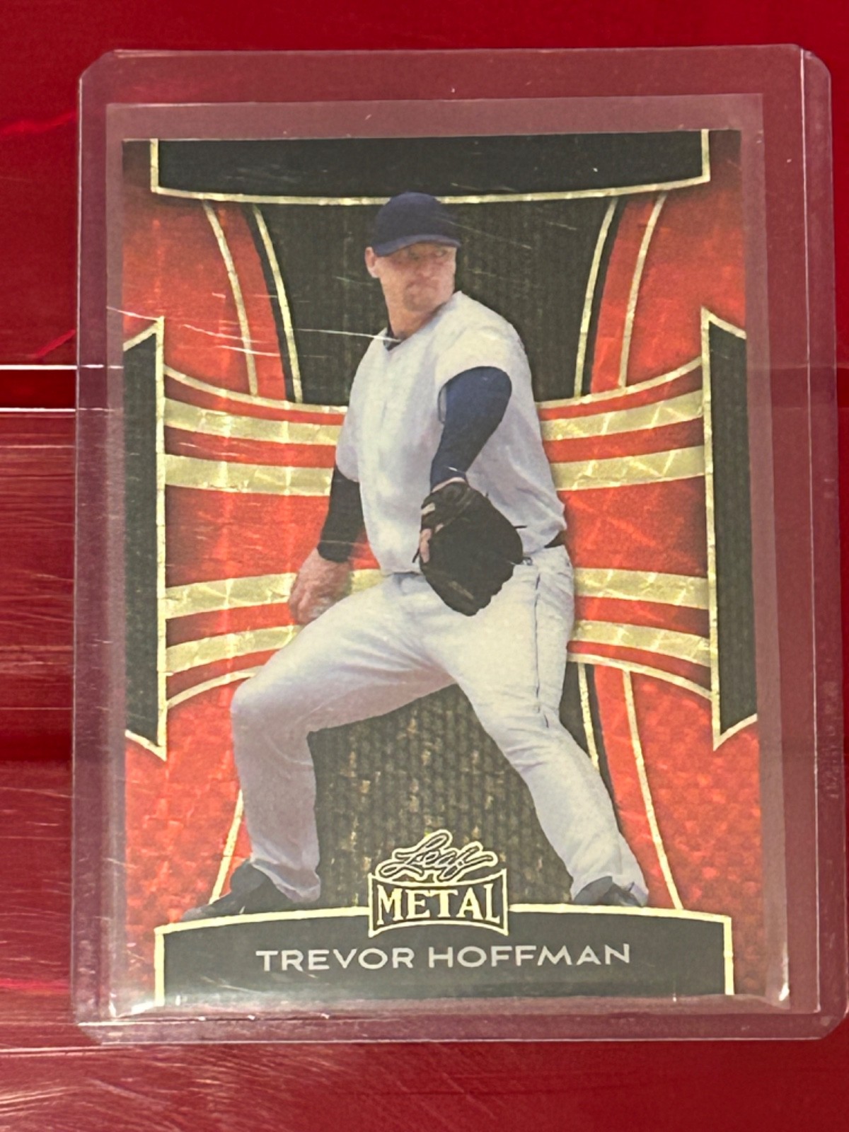 1/1 TREVOR HOFFMAN LEAF METAL RED FLOOD GOLD CIRCLES SUPER PPP